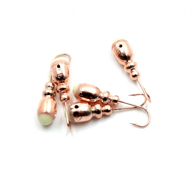 Мормышка "ЯМАН" Немка с отв.,цв.COPPER PLATED, с фосф. пяткой, вес 0,8 г (уп. 5 шт.), Я-МР0127