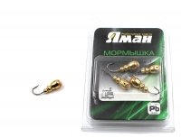 Мормышка "ЯМАН" Немка с отв.,цв.GOLD PLATED, с фосф. пяткой, вес 0,8 г (уп. 5 шт.), Я-МР0129