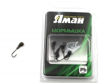Мормышка "ЯМАН" уралка с отв.,цв.BN, с фосф. пяткой, d 4, вес 0,5 г (уп. 5 шт.), Я-МР0182