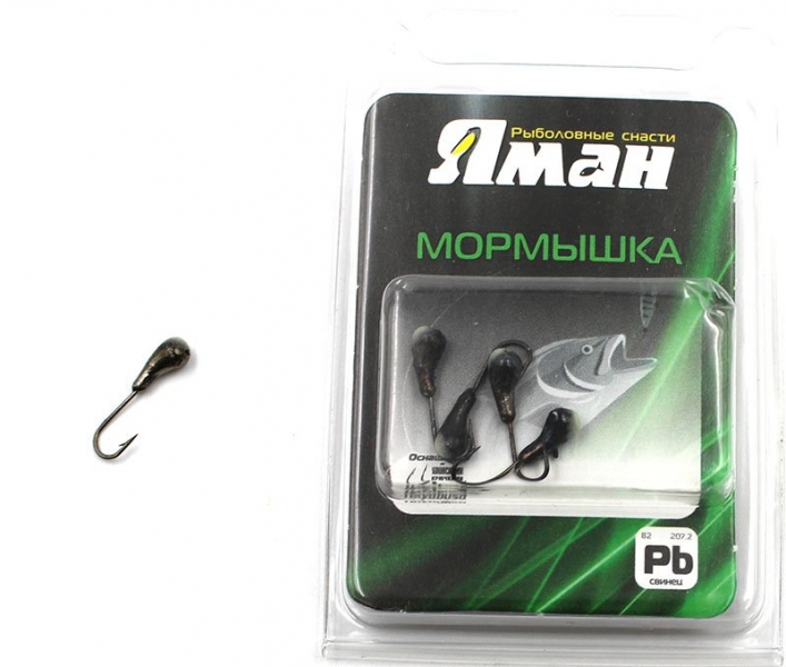 Мормышка "ЯМАН" уралка с отв.,цв.BN, с фосф. пяткой, d 5, вес 1,0 г (уп. 5 шт.), Я-МР0187