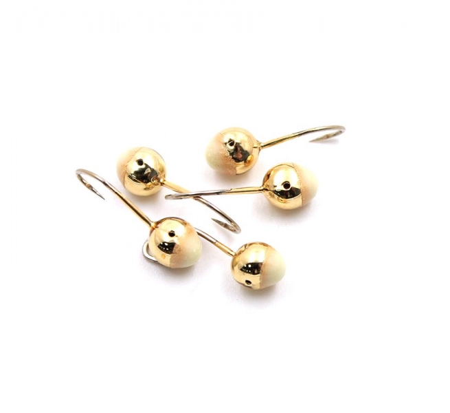 Мормышка "ЯМАН" шар с отв.,цв.GOLD PLATED, с фосф. пяткой, d 4, вес 0,4 г (уп. 5 шт.), Я-МР0190
