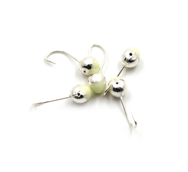 Мормышка "ЯМАН" шар с отв.,цв.SILVER PLATED, с фосф. пяткой, d 4, вес 0,4 г (уп. 5 шт.), Я-МР0191