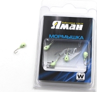 Мормышка вольф"ЯМАН"Капля с отв, р.3, вес 0,30,цв.фосфор  (уп.5 шт.), Я-МР0749