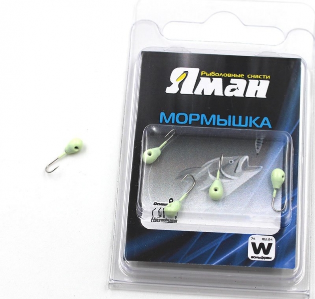 Мормышка вольф"ЯМАН"Капля с отв, р.3,5, вес 0,60,цв.фосфор (уп.5 шт.), Я-МР0752